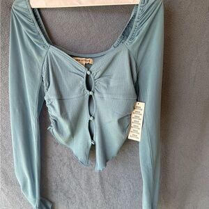 Urban Outfitters Teal Long Sleeve Blouse